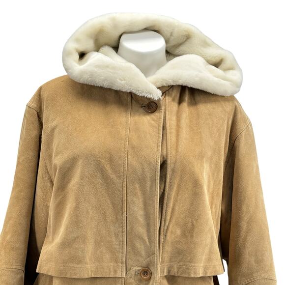 J.G. Hook Women's Penny Lane Coat Leather Fur Hood SZ L Boho Hippie Yellowstone - Picture 4 of 11